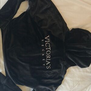Victoria's Secret Black Velour Zip-Up Hoodie